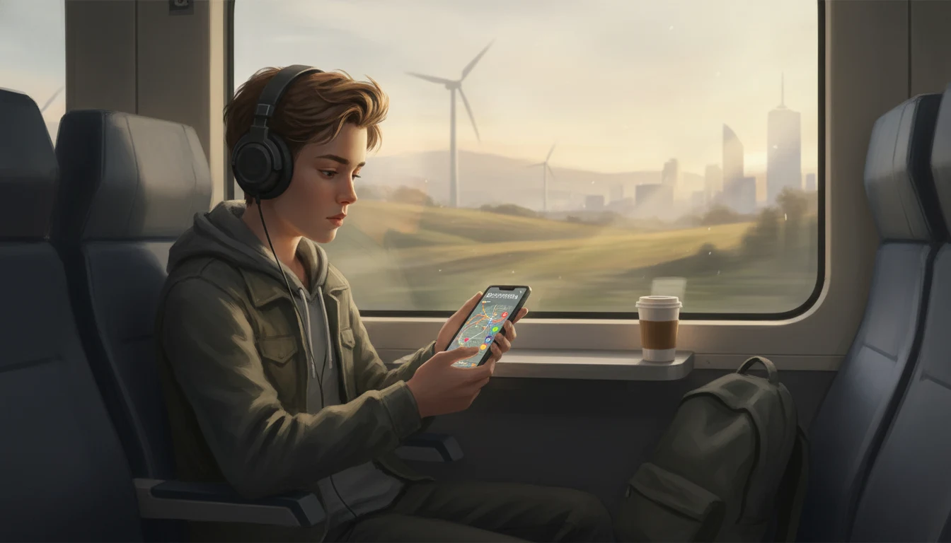 On the train at dawn
